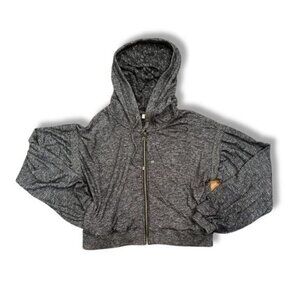 Black White Heathered Cropped Hoodie